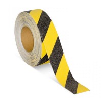 Лента Предупреждающая, цвет-желто-черная, размер 25мм, рулон-18,3м.